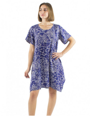 Robe courte motif cachemire ethnique coupe parapluie