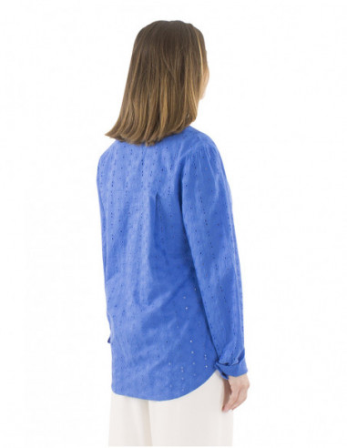 chemisier large broderies anglaises, confection coton, col à revers