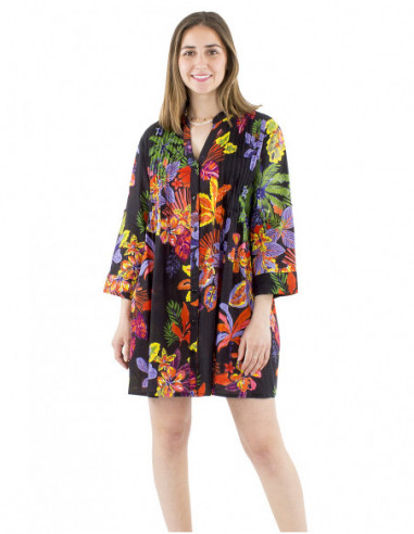 Tropical short shirt dress