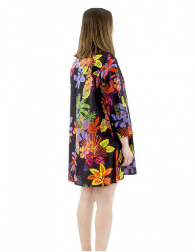 Robe tunique motif tropical coloré