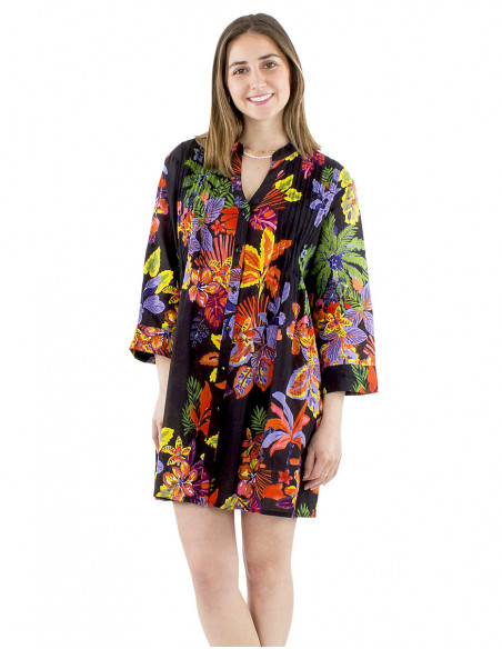 Tropical short shirt dress