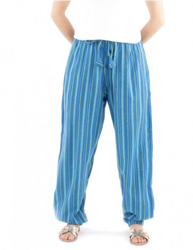 Pantalon coton rayé