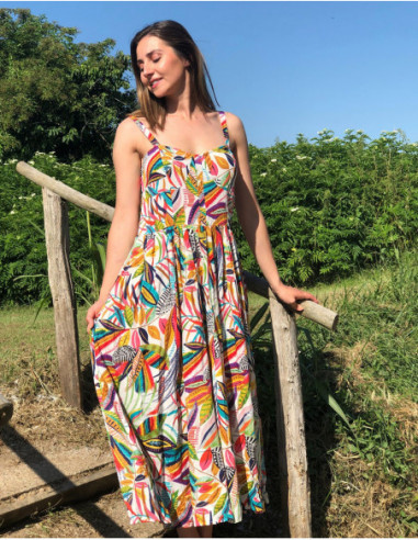 Robe longue motif multicolore