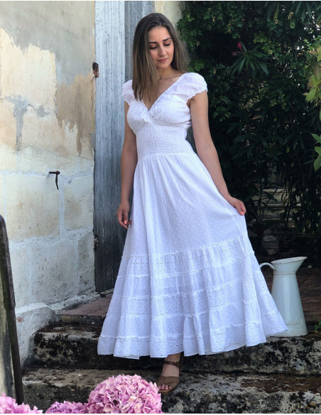 Robe longue romantique brodée