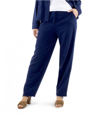 Pantalon coupe fuseau avec lin