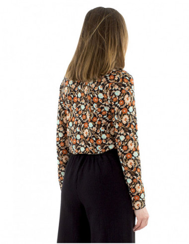 Floral print V-neck blouse