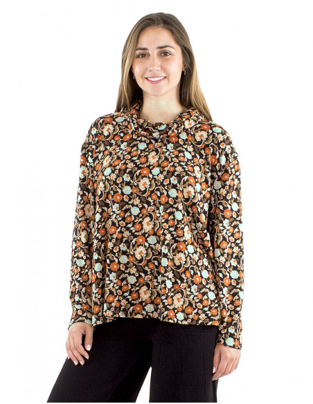 Floral blouse with loose collar