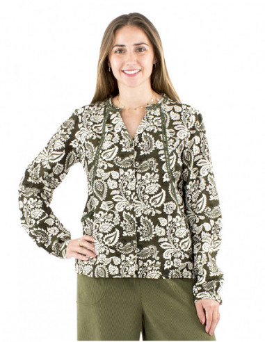 Buttoned floral bohemian blouse