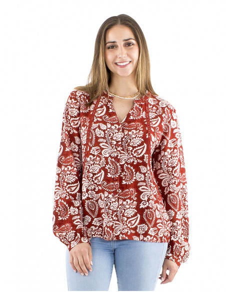 Buttoned floral bohemian blouse