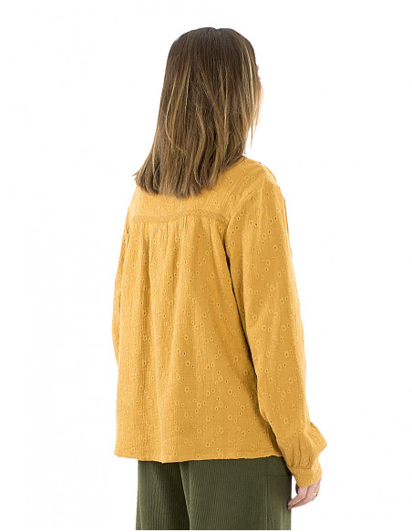 Bohemian floral embroidered blouse