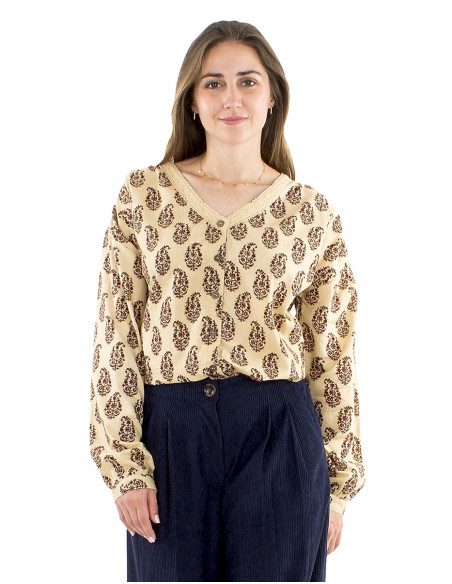 Ethnic paisley pattern blouse