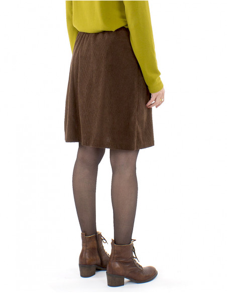 Short corduroy wrap skirt
