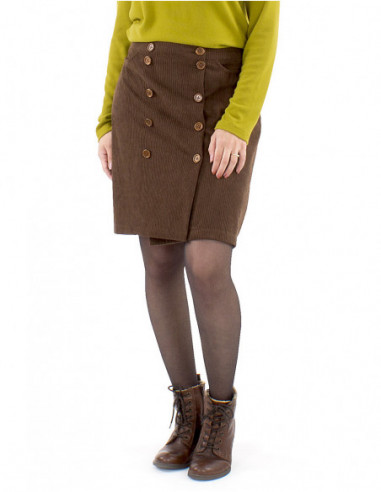 Short corduroy wrap skirt