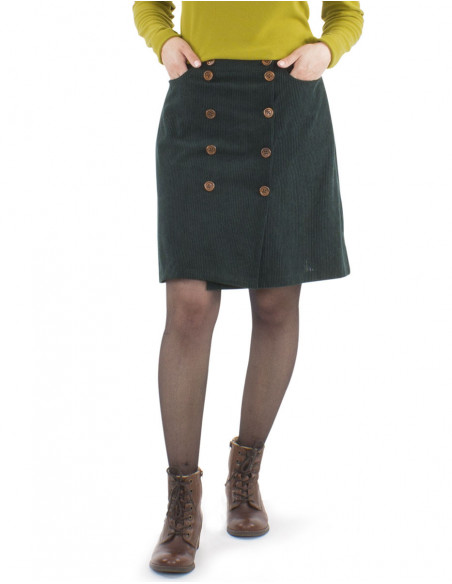 Short corduroy wrap skirt