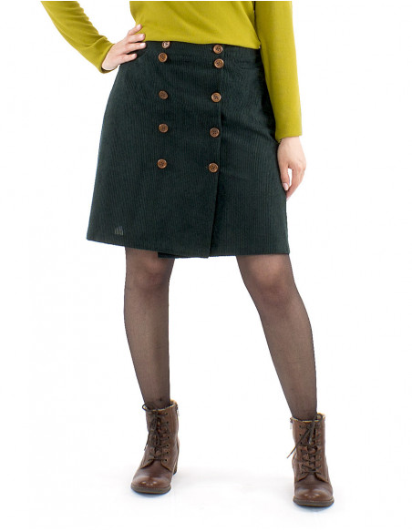 Short corduroy wrap skirt