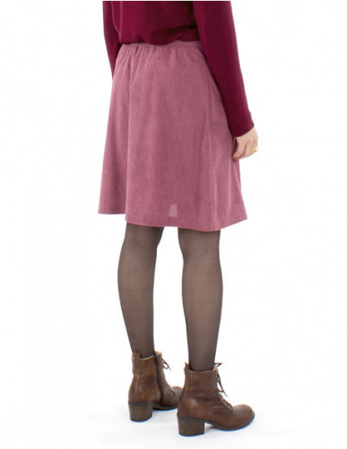 Short corduroy wrap skirt