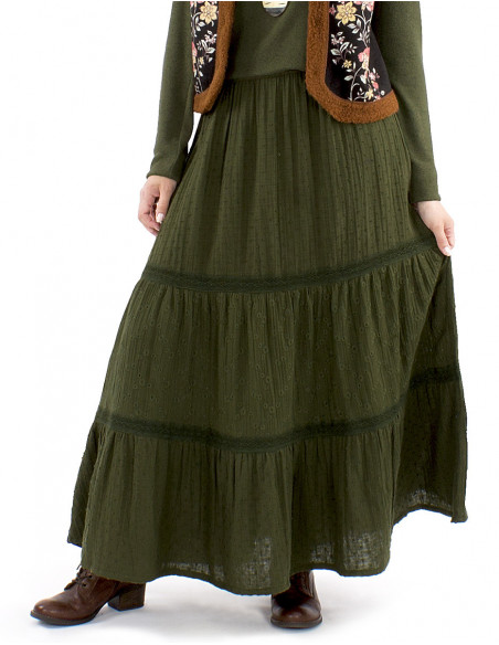 Long embroidered bohemian skirt