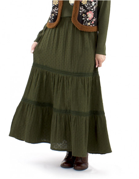 Long embroidered bohemian skirt