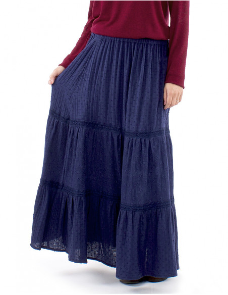 Long embroidered bohemian skirt