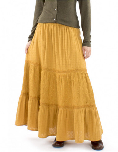 Long embroidered bohemian skirt
