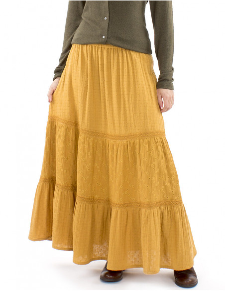Long embroidered bohemian skirt