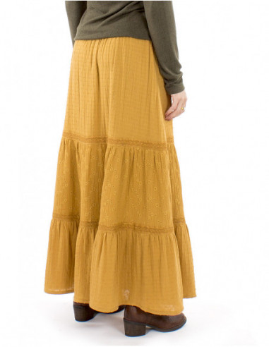 Long embroidered bohemian skirt