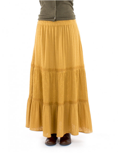 Long embroidered bohemian skirt