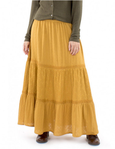 Long embroidered bohemian skirt