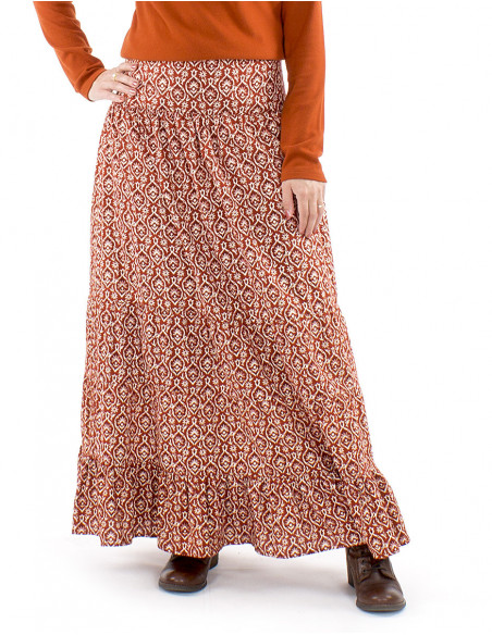 Long skirt with ethnic style pattern