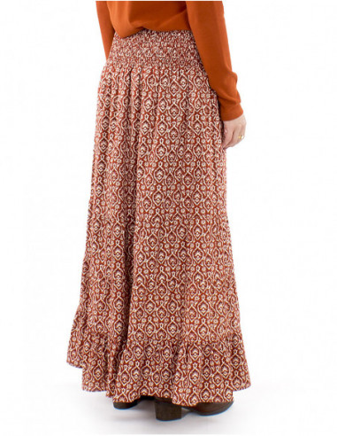 Long skirt with ethnic style pattern