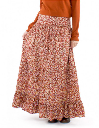 Long skirt with ethnic style pattern