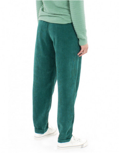 Pantalon velours côtelé coupe carotte