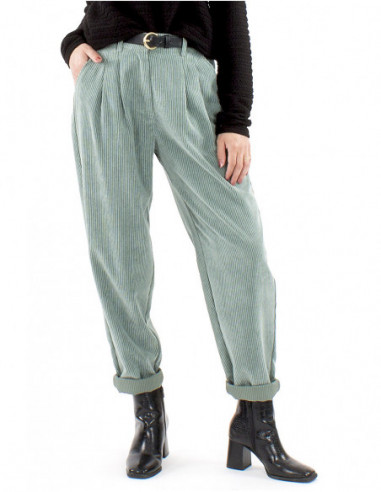 Carrot-cut corduroy pants