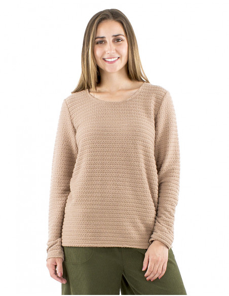 Pull col rond tissu jacquard