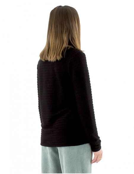 Round neck sweater in jacquard fabric