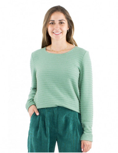 Round neck sweater in jacquard fabric