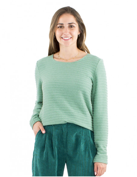 Pull col rond tissu jacquard