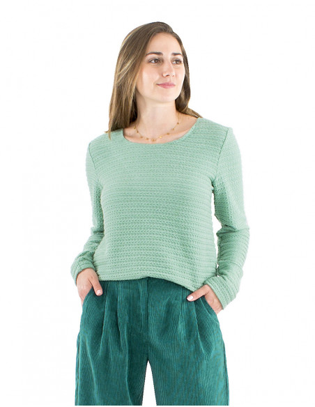 Pull col rond tissu jacquard