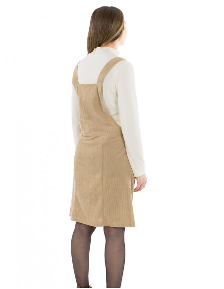 Retro style corduroy dungaree dress