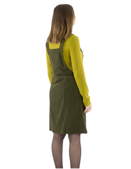 Robe salopette velours côtelé rétro