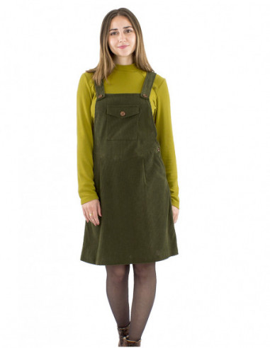 Robe salopette velours côtelé rétro