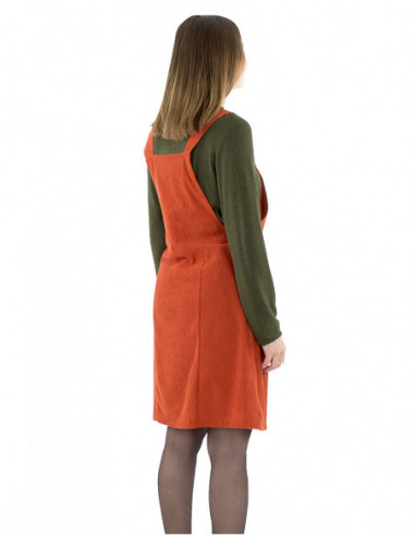 Retro style corduroy dungaree dress