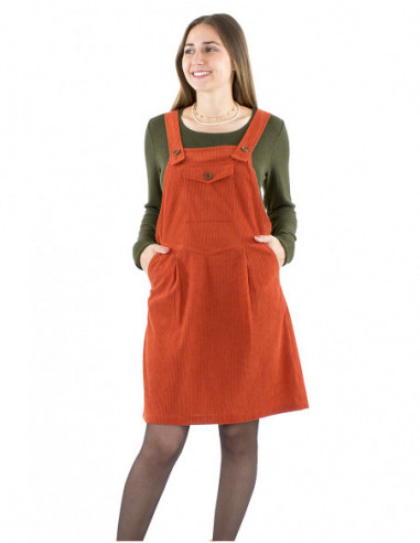 Robe salopette velours côtelé rétro