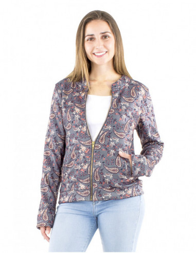 Veste courte fourrée motif cachemire