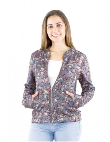 Veste courte fourrée motif cachemire