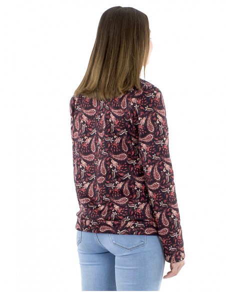 Short paisley pattern fur-lined jacket