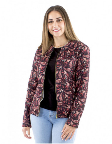 Veste courte fourrée motif cachemire