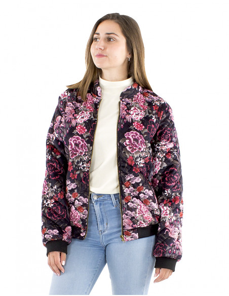 Floral quilted bomber jacket