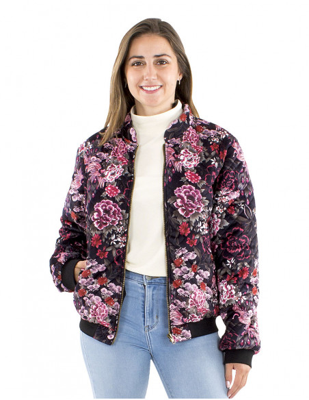 Veste bombers matelassée fleurie