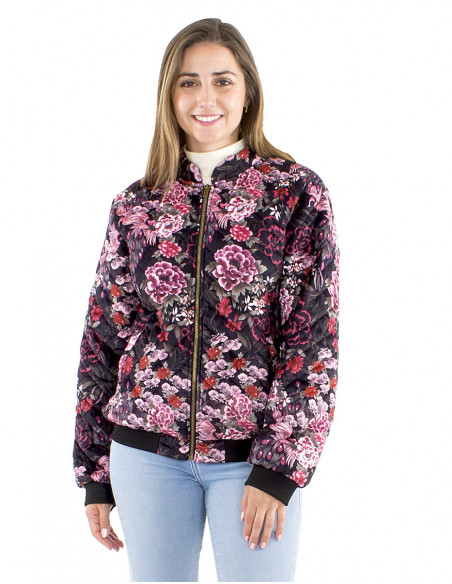 Veste bombers matelassée fleurie